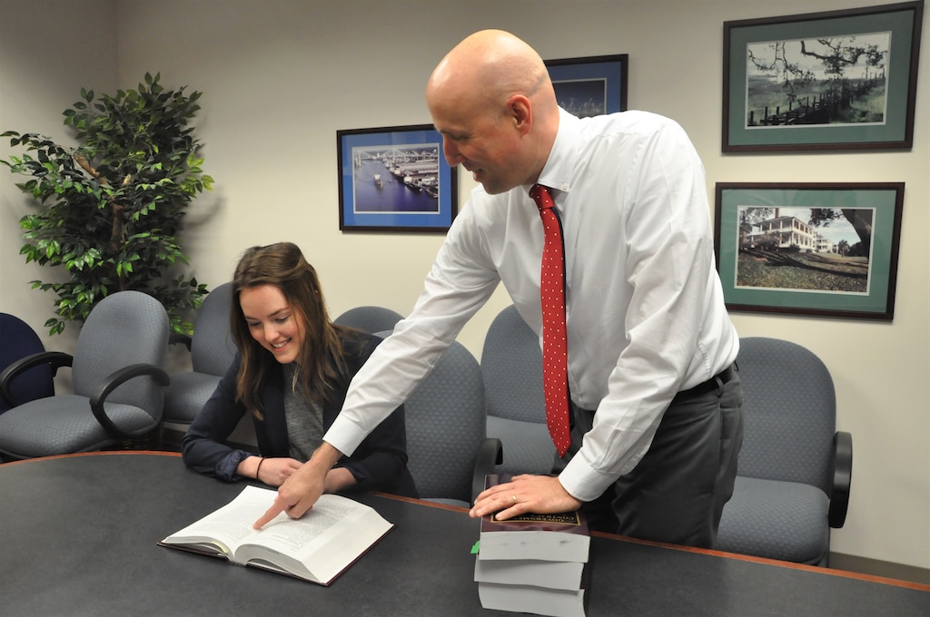 Madeline Crocker, Savannah District assistant district counsel, is mentored by John Ballard, Savannah District assistant district counsel. Crocker and three other Savannah District attorneys are alumni of the U.S. Army Corps of Engineers Office of the Chief Counsel Civilian Honors Program.