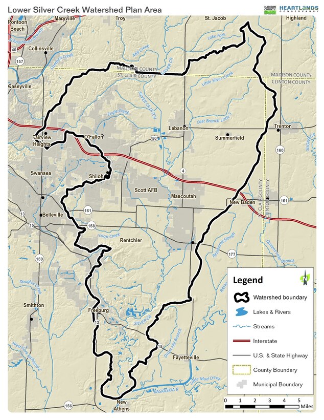 The Lower Silver Creek Watershed’s 454 miles of streams drain roughly 126,000 acres of land.  Silver Creek flows south from the project area to join the Kaskaskia River, which ultimately drains into the Mississippi River.  (Courtesy photo)