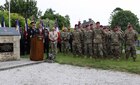 82nd Airborne Division Soldiers at a ceremony in Gourbesville, France