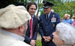 U.S. Air Force Brig. Gen. Patrick X. Mordente at a memorial in Coigny, France