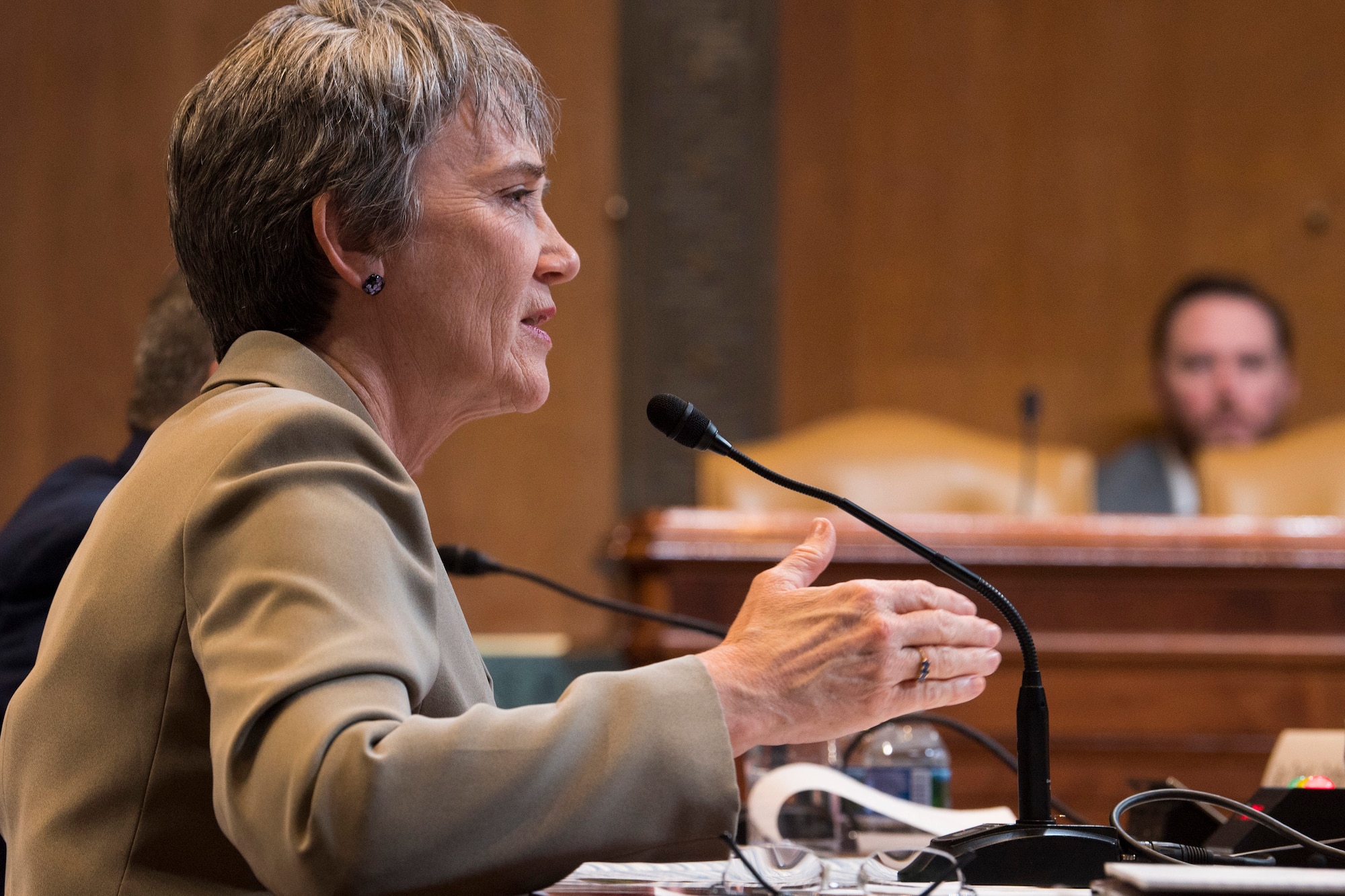Secretary of the Air Force Heather Wilson testifies during a Senate Appropriations Committee hearing on the fiscal year 2020 funding request and budget justification for the Department of the Air Force in Washington, D.C., March 13, 2019. (U.S. Air Force photo by Adrian Cadiz)