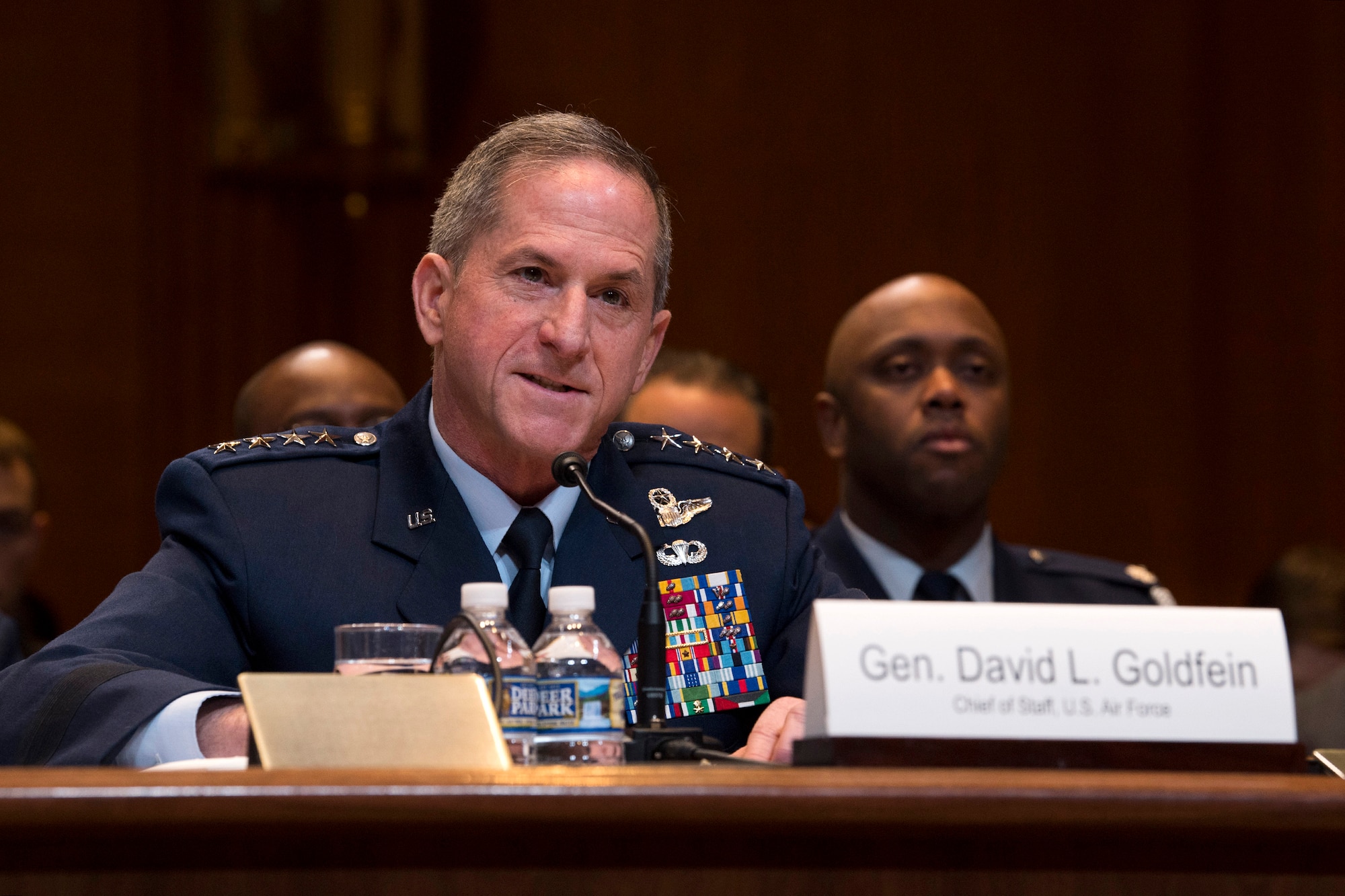 Air Force Chief of Staff Gen. David L. Goldfein testifies during a Senate Appropriations Committee hearing on the fiscal year 2020 funding request and budget justification for the Department of the Air Force in Washington, D.C., March 13, 2019. (U.S. Air Force photo by Adrian Cadiz)