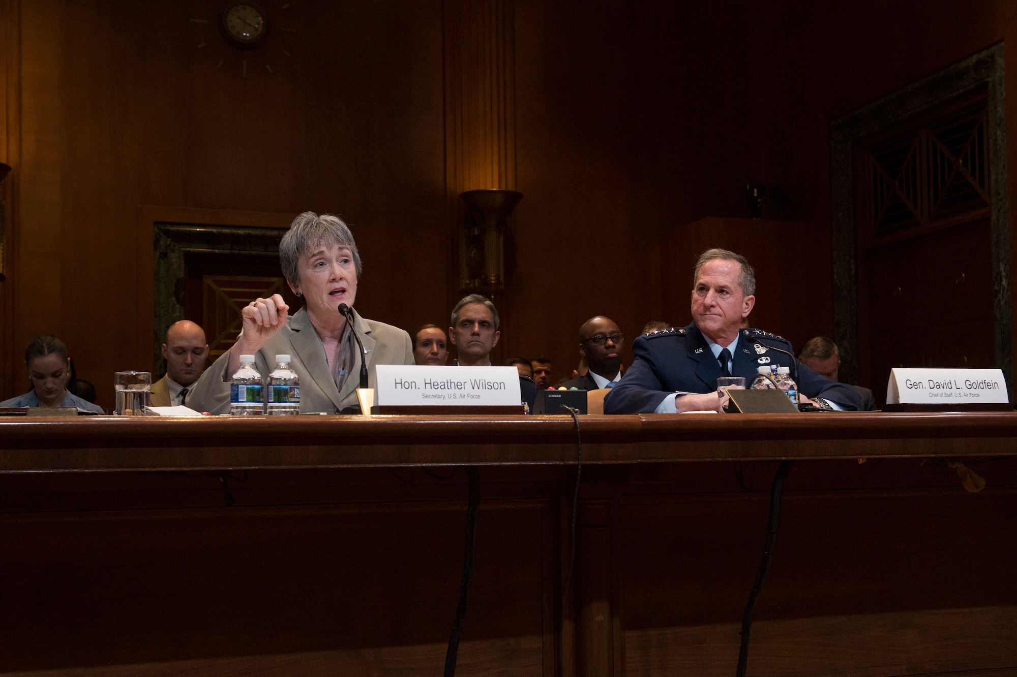 Secretary of the Air Force Heather Wilson testifies during a Senate Appropriations Committee hearing on the fiscal year 2020 funding request and budget justification for the Department of the Air Force in Washington, D.C., March 13, 2019. (U.S. Air Force photo by Adrian Cadiz)