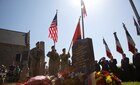 25th Infantry Brigade Combat Team (Airborne) color guard at a ceremony in Hemevez, France