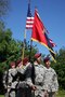 25th Infantry Brigade Combat Team (Airborne) color guard at a ceremony in Hemevez, France