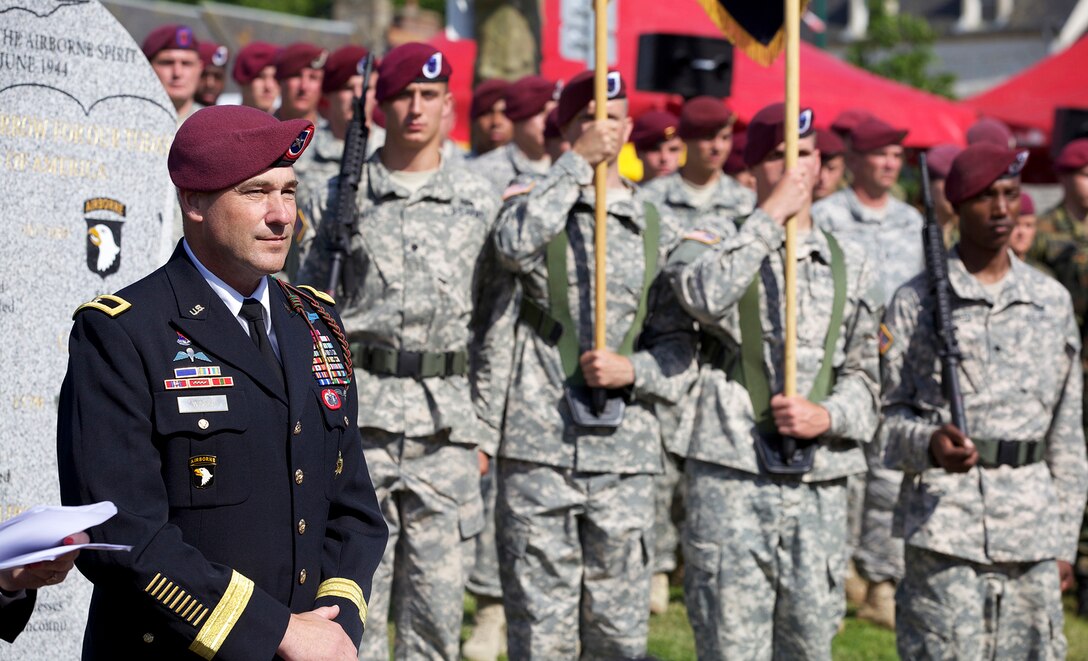 Brig. Gen. Brian Winski of the 82nd Airborne Division in Sainte-Mère-Église, France