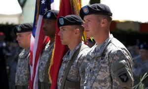 101st Airborne Soldiers in a memorial ceremony in Chef-Du-Pont, France