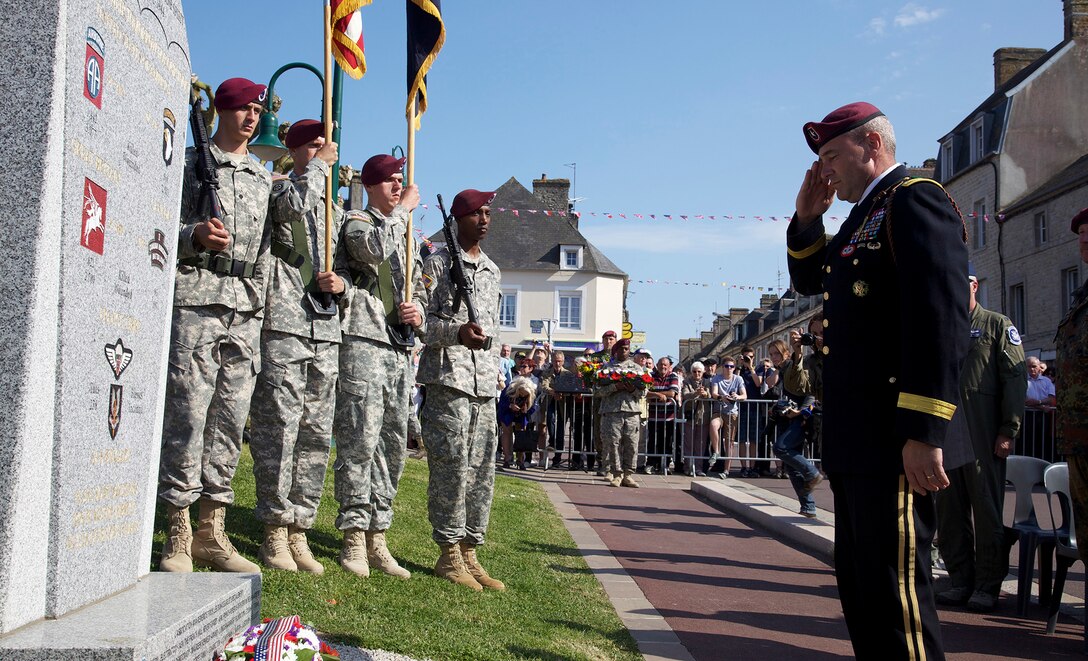 Brig. Gen. Brian Winski of the 82nd Airborne Division in Sainte-Mère-Église, France