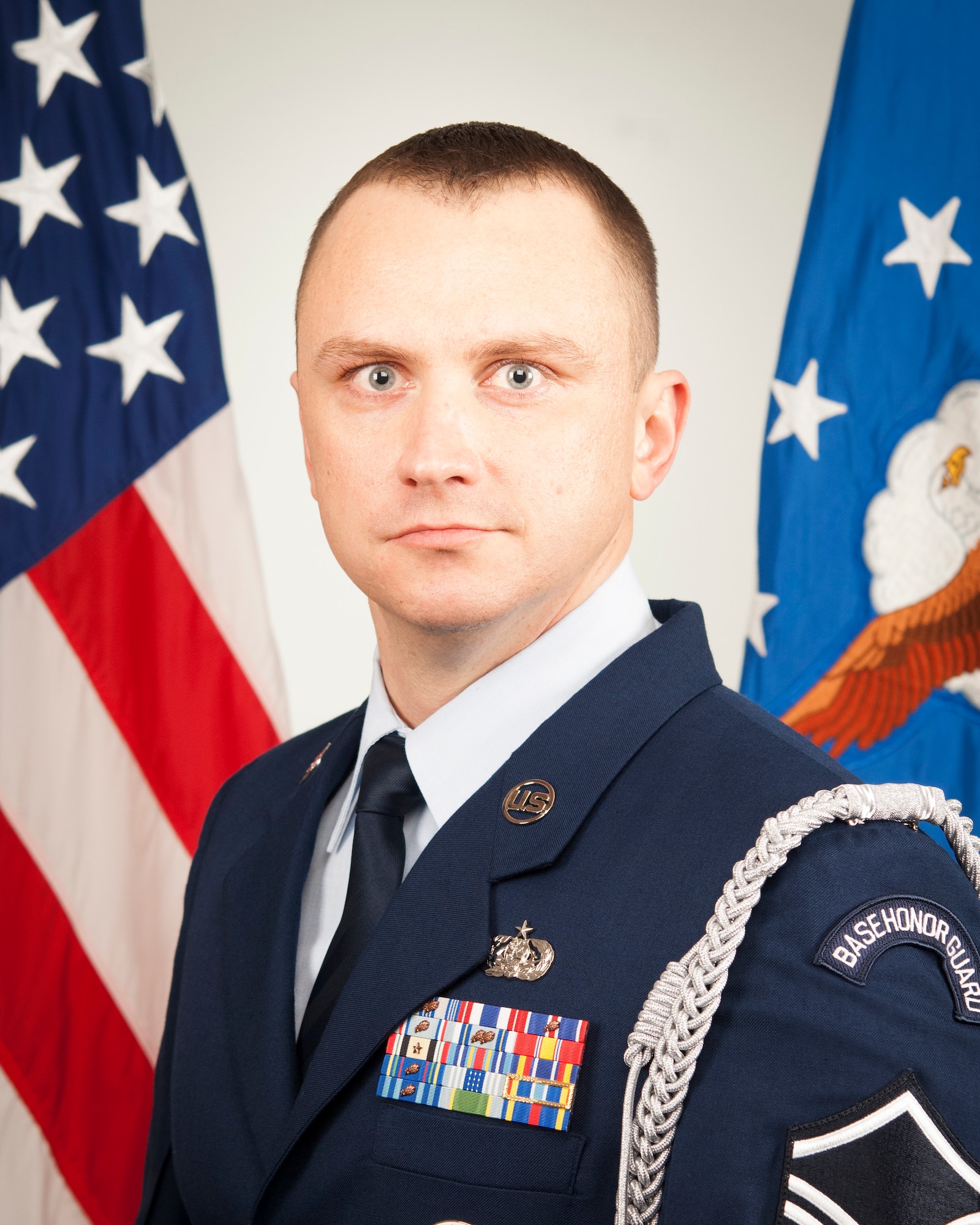 Master Sgt. Adam Reynolds poses for an official portrait at Grissom Air Reserve Base, Ind., January 10, 2019. Reynolds was appointed as Grissom's Honor Guard program manager shortly after joining the unit. (U.S. Air Force photo by Master Sgt. Benjamin Mota)