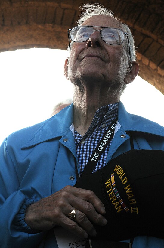 Richard “Dick” Lacey, a World War II veteran at a ceremony in Graignes, France