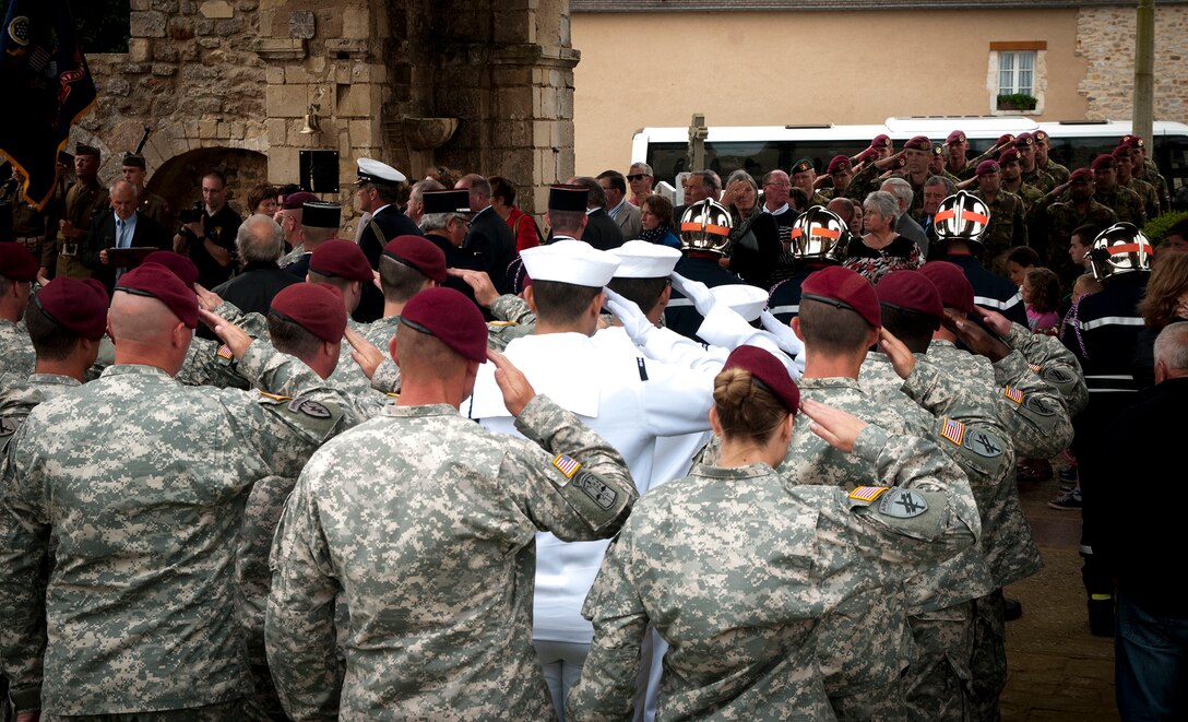 U.S. Military participates in a ceremony in Graignes, France