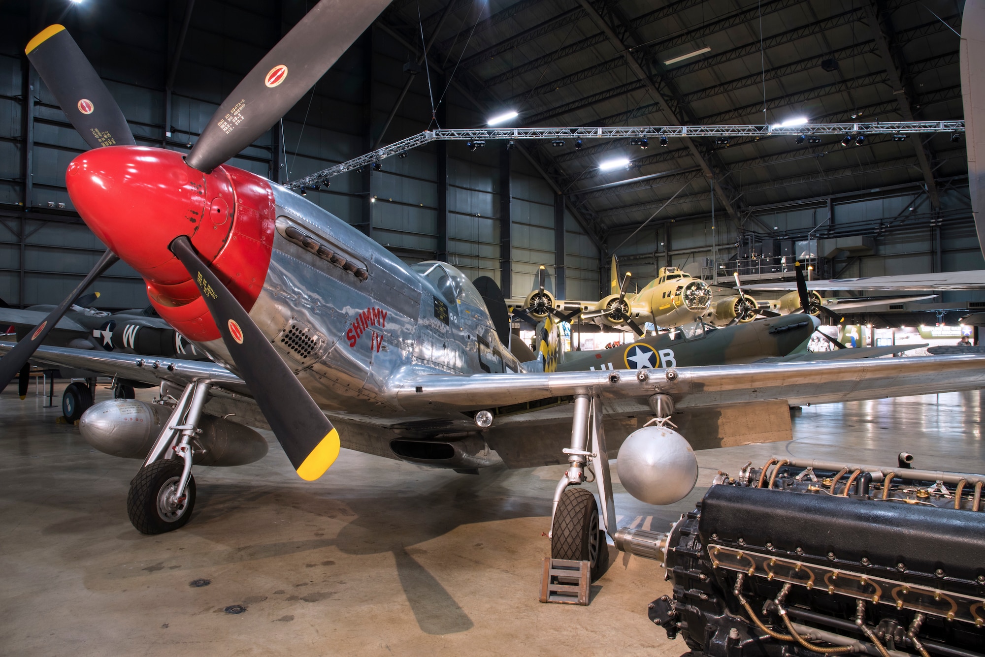 DAYTON, Ohio -- The North American P-51D Mustang on display in the  World War II Gallery at the National Museum of the United States Air Force. (U.S. Air Force photo by Ken LaRock)