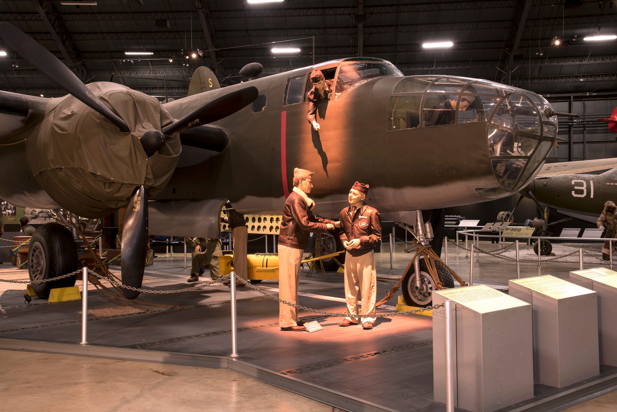 DAYTON, Ohio -- North American B-25B Mitchell and Doolittle Raiders diorama in the World War II Gallery at the National Museum of the United States Air Force. (U.S. Air Force photo)