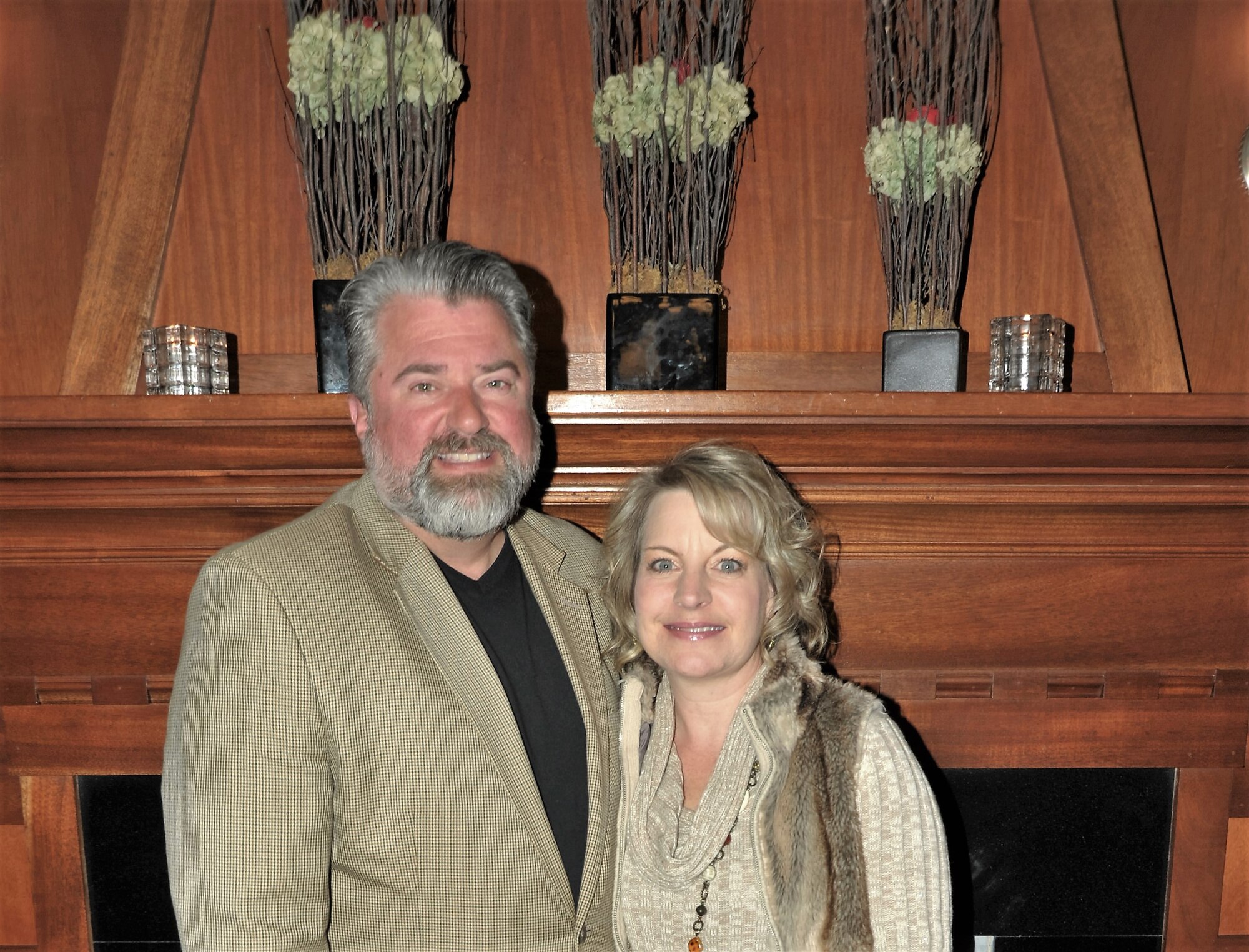Schertz Mayor Michael Carpenter, who is the 340th Flying Training Group honorary commander, and his wife Missy post for a photo during the 340th FTG semi-annual commanders’ summit held March 4-7 in Fredericksburg, Texas. Group Commander Col. Allen Duckworth invited the Carpenters to attend the summit opening night ice-breaker dinner to enable them to continue to get to know each other. (U.S. Air Force photo)