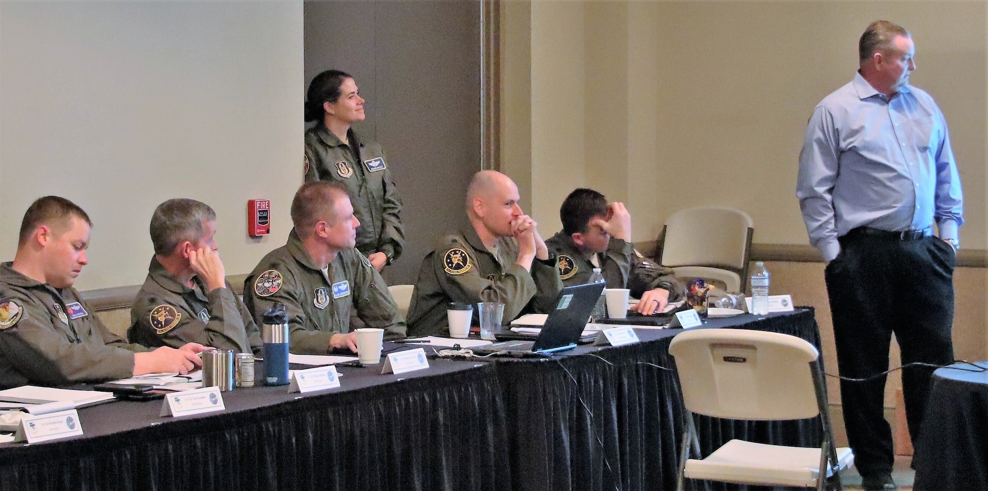 Larry Tutor, 340th Training Group director of staff, briefs group and squadron senior leaders during the March 4-7 commanders’ summit in Fredericksburg, Texas. The semi-annual summit provides group staff with an opportunity to update attendees on mission, administrative and logistics issues. (U.S. Air Force photo by Janis El Shabazz)