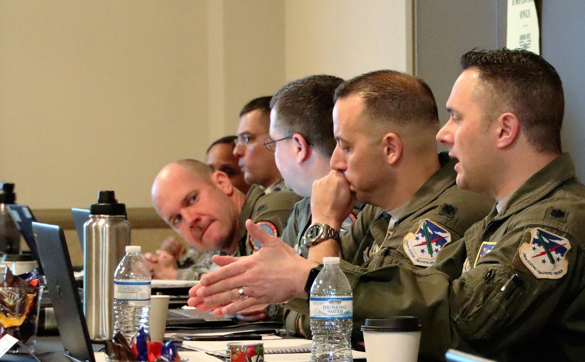 Group and squadron senior leaders discuss common concerns and successes during the 340th Flying Training Group semi-annual commanders’ summit held March 4-7 in Fredericksburg, Texas. (U.S. Air Force photo by Janis El Shabazz)