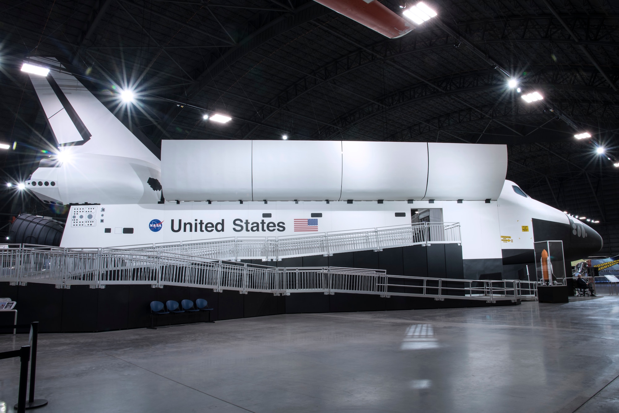 DAYTON, Ohio -- The Space Shuttle Exhibit featuring NASA's first Crew Compartment Trainer (CCT) in the Space Gallery at the National Museum of the U.S. Air Force. (U.S. Air Force photo by Ken LaRock)