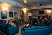 Alice Mizer, a Misawa area language instructor and essential oils guide, gives a brief summary of an essential oils class at Misawa Air Base, Japan, March 12, 2019. The 35th Fighter Wing public affairs community engagement office hosted the event in order to build connections among installation members. (U.S. Air Force photo by Senior Airman Sadie Colbert)