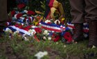 A wreath is laid by German Soldiers in Picauville, France