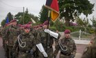 German Luftlandebrigade 1(LLB1) participate in a joint ceremony with U.S. Soldiers in Picauville, France