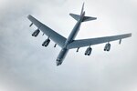 A U.S. Air Force B-52 Stratofortress pulls away from a KC-135 Stratotanker from the 100th Air Refueling Wing, RAF Mildenhall, England, after receiving fuel off the English coast, March 14, 2019.  U.S. Strategic Command forces are on watch 24/7 to deter and detect strategic attack against the U.S. and NATO allies.