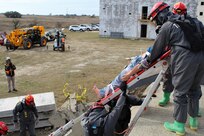 The 36th Engineer Brigade is training up for defense support of civil authorities (DSCA) as members of the Defense Chemical, Biological, Radiological, Nuclear Response Force (DCRF). The 36th Engineer Brigade comprises a portion of the 5,200-person DCRF with a mission to save lives, mitigate human suffering, and facilitate recovery operations in the event of a catastrophic Chemical, Biological, Radiological and Nuclear (CBRN) event in the United States. Joint Task force Civil Support provides command and control of the DCRF for a disaster response and is always in support of civil authorities. This training by the 36th Engineer Brigade is another effort to prepare for its upcoming DSCA mission beginning in June. (U.S. Army photo by 2nd Lt. Corey Maisch/released)