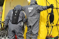 The 36th Engineer Brigade is training up for defense support of civil authorities (DSCA) as members of the Defense Chemical, Biological, Radiological, Nuclear Response Force (DCRF). The 36th Engineer Brigade comprises a portion of the 5,200-person DCRF with a mission to save lives, mitigate human suffering, and facilitate recovery operations in the event of a catastrophic Chemical, Biological, Radiological and Nuclear (CBRN) event in the United States. Joint Task force Civil Support provides command and control of the DCRF for a disaster response and is always in support of civil authorities. This training by the 36th Engineer Brigade is another effort to prepare for its upcoming DSCA mission beginning in June. (U.S. Army photo by 2nd Lt. Corey Maisch/released)