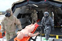 The 36th Engineer Brigade is training up for defense support of civil authorities (DSCA) as members of the Defense Chemical, Biological, Radiological, Nuclear Response Force (DCRF). The 36th Engineer Brigade comprises a portion of the 5,200-person DCRF with a mission to save lives, mitigate human suffering, and facilitate recovery operations in the event of a catastrophic Chemical, Biological, Radiological and Nuclear (CBRN) event in the United States. Joint Task force Civil Support provides command and control of the DCRF for a disaster response and is always in support of civil authorities. This training by the 36th Engineer Brigade is another effort to prepare for its upcoming DSCA mission beginning in June. (U.S. Army photo by 2nd Lt. Corey Maisch/released)