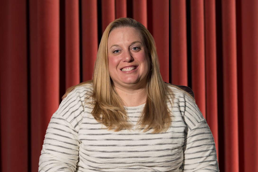 Jennifer Miller, 55th Force Support Squadron community cohesion coordinator, poses for a photo on Offutt Air Force Base, Nebraska, March 13, 2019. Miller's position was recently created to help with revitalizing squadrons. (U.S. Air Force photo illustration)