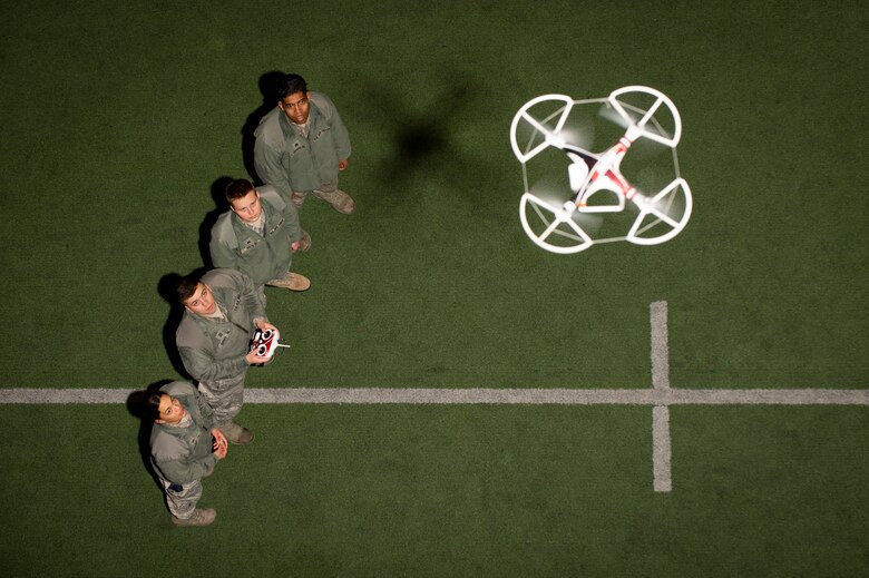 Airmen familiarize themselves with quad-copter