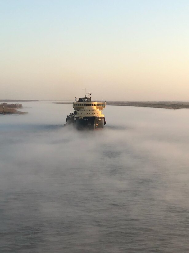 The Dredge McFarland, based out of Fort Mifflin in Philadelphia,  worked on an emergency dredging mission in the Southwest Pass of the Mississippi River from Feb. 4 through March 7, 2019.  Since 2010, the McFarland has operated in a Ready Reserve status meaning it can be activated for emergency operations if private industry is unable to respond to a dredging project.