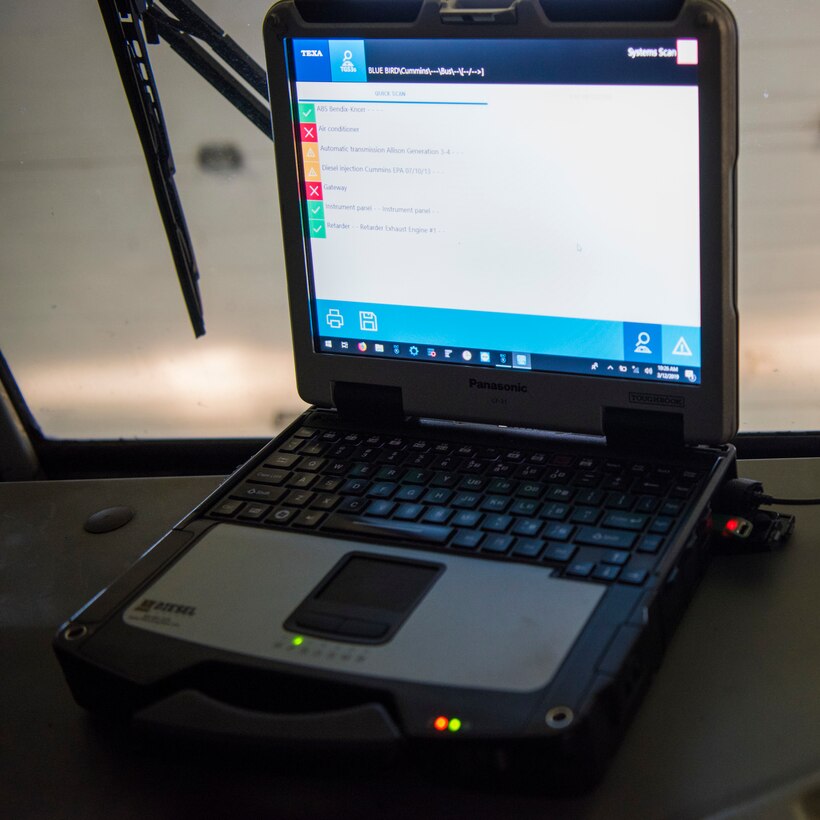 Image of the new proprietary vehicle diagnostic tool replaces the need for having multiple tools for different types of vehicles.This saves resources by eliminating the need to outsource maintence.
