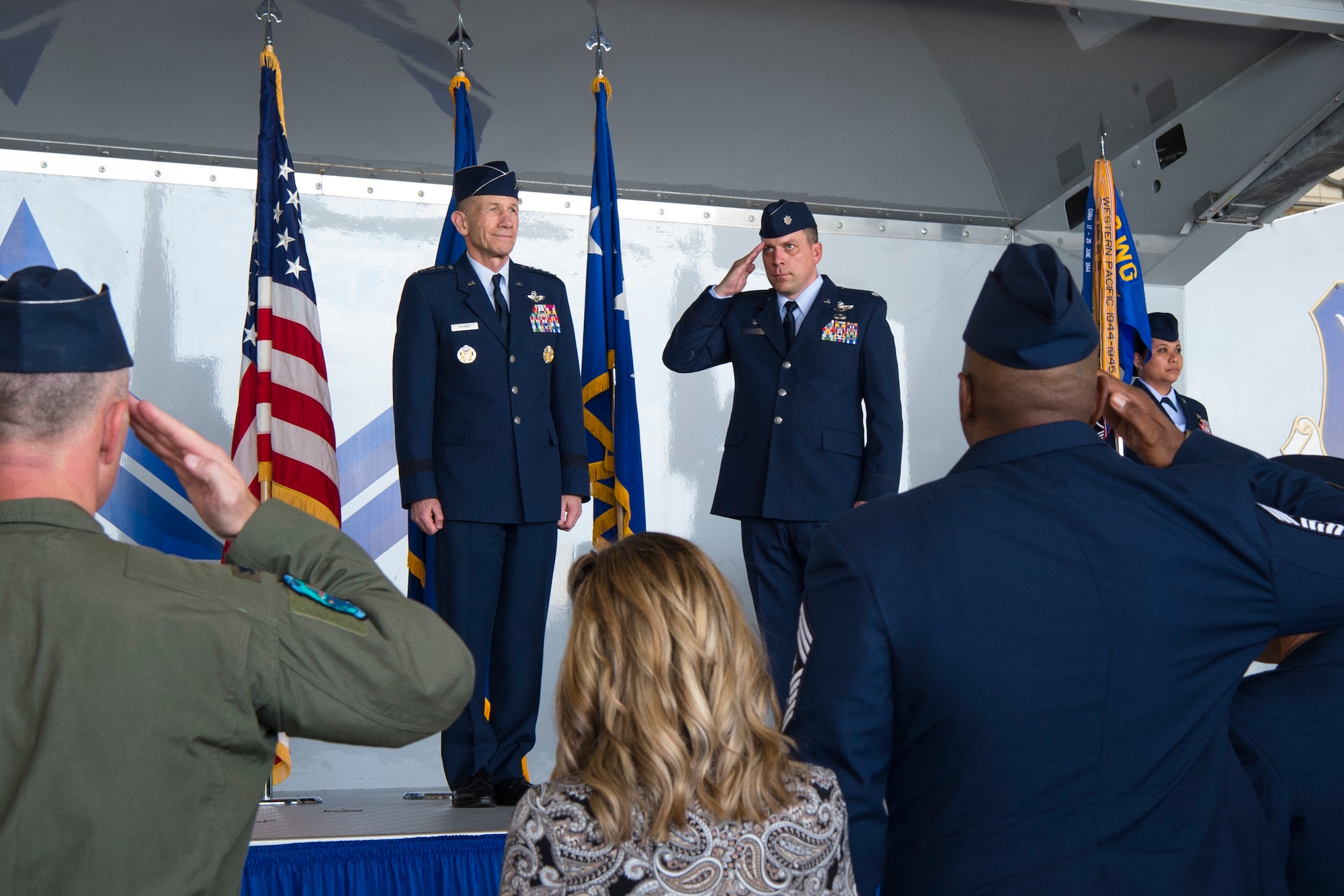 Ruffles and Flourishes plays during the Gallant Unit Citation presentation, March 14, 2019, at Moody Air Force Base, Ga. When deployed, the 74th Fighter Squadron becomes the 74th Expeditionary Fighter Squadron (EFS) which distinguished itself by extraordinary heroism while supporting Operation INHERENT RESOLVE and engaging with an opposing force from July 15, 2017, to Jan. 15, 2018. During the six-month deployment, the 74th EFS executed operations in three different arenas: Operations ECLIPSE, TIDAL WAVE II, and TALON SPEAR. The incredible volume of strikes combined with enemy threats truly tested the entire war-making mechanism. The unmatched ability of 74th EFS pilots prevented a strategically catastrophic aircraft loss and prevented countless civilian and friendly deaths without degradation to their primary mission, ultimately leading to the decisive defeat of Islamic State of Iraq and Syria in Iraq and Syria. (U.S. Air Force photo by Airman 1st Class Taryn Butler)