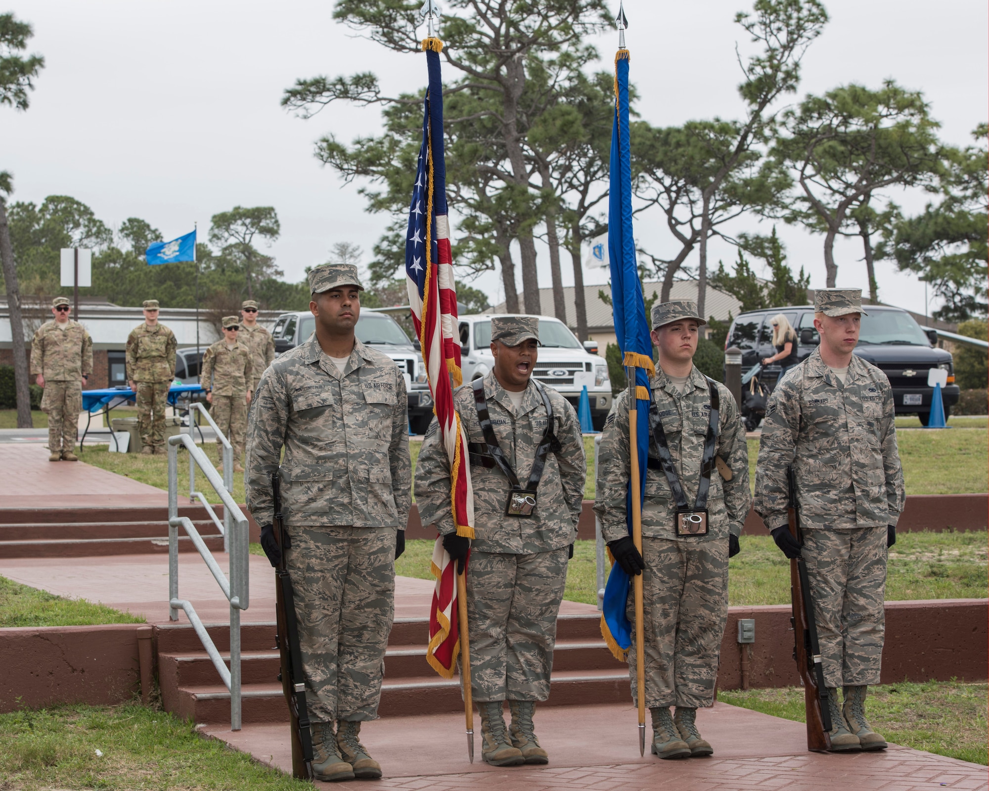 Honor guard beginning colors presentation