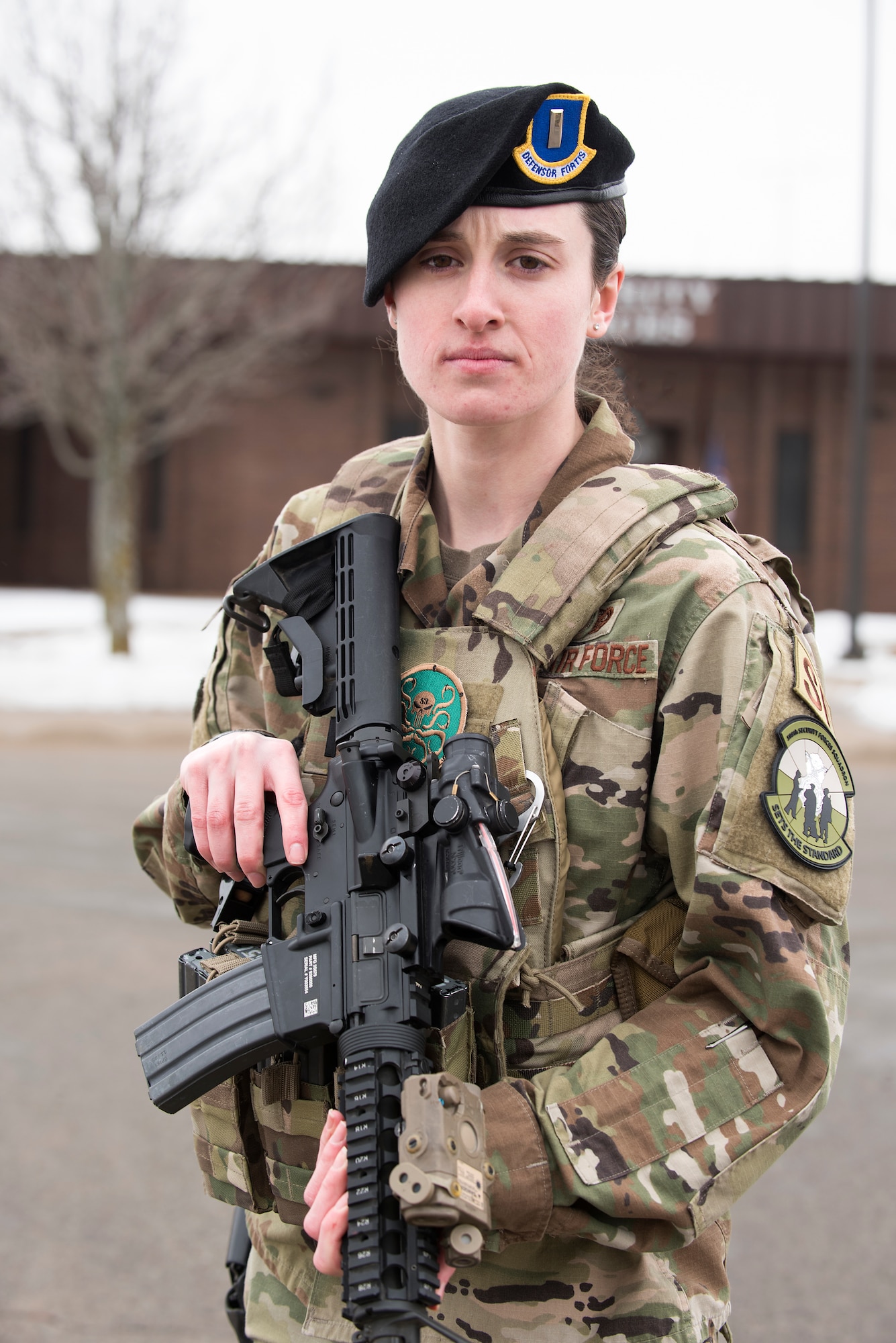 1st Lt. Jennifer Blanton, assistant operations officer at the 509th Security Forces Squadron, poses for a portrait for Women's History Month.