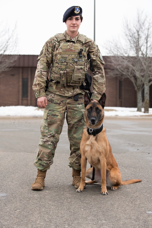 Staff Sgt. Nicolette Sheridan is the only female military working dog handler at Whiteman AFB.