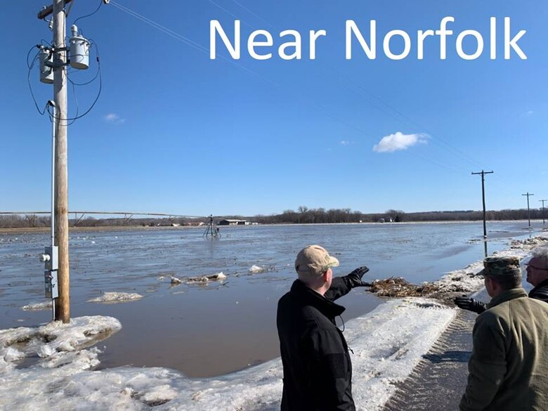 U.S. Army Corps of Engineers, Omaha District Commander Col. John Hudson joined Nebraska Governor Pete Ricketts for a tour of areas impacted by flooding in Nebraska.