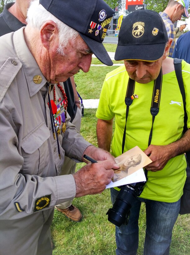 WWII veteran Alfred Bucci in Carentan, France