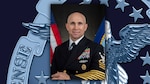 Official photo of Navy Master Chief Petty Officer James Butler against DLA rotator background.