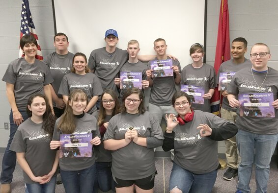 Members of the Coffee County Central High School Stellar Xplorers teams celebrate their recent recognition as Region Awards Winners for the Southeast Region of the Stellar Xplorers. CCCHS Air Force Junior ROTC Team #2 received second place and CCCHS Air Force Junior ROTC Team #4 received third place. These teams were part of over 100 teams to participate in Stellar Xplorers competitions across the nation this year. (Courtesy photo)