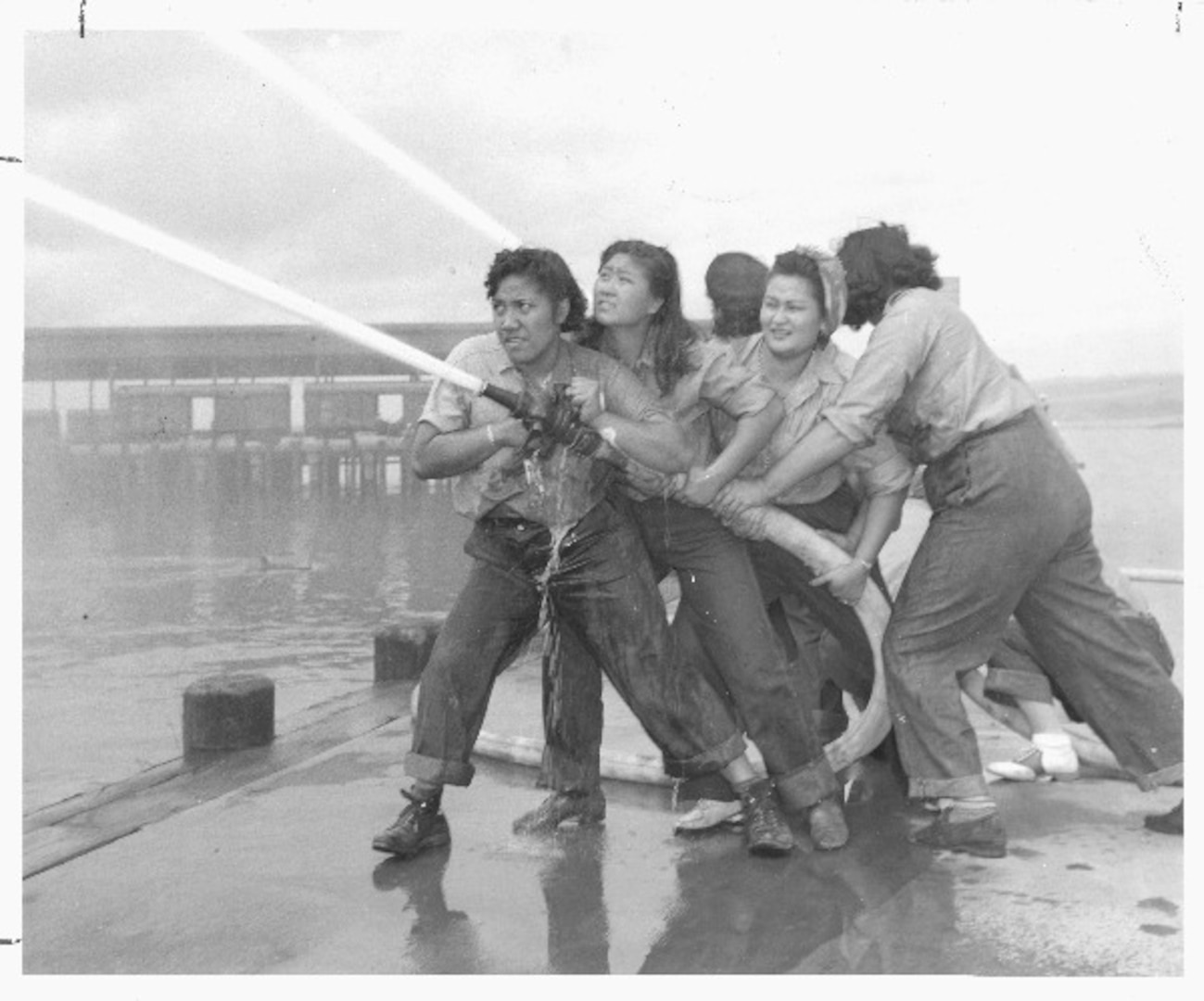 Former Navy Yard Firefighter and Pearl Harbor Naval Shipyard Warehouse Supply Manager Katherine Lowe, one of the four women in the now famous WWII firefighting photo.