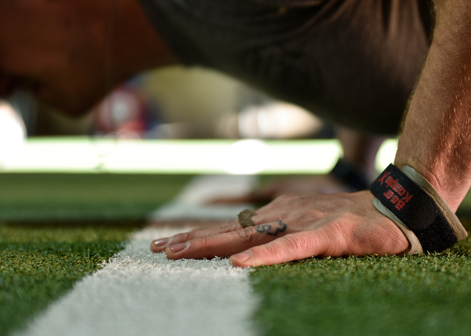 A participant in the Maltz Challenge does push-ups at Kirtland Air Force Base, N.M., March 15, 2019. This annual event began in 2006 and is held in memory of U.S. Air Force Master Sgt. Michael Maltz, a Pararescueman who was killed-in-action during a rescue mission in Afghanistan on March 23, 2003. (U.S. Air Force photo by Airman 1st Class Austin J. Prisbrey)