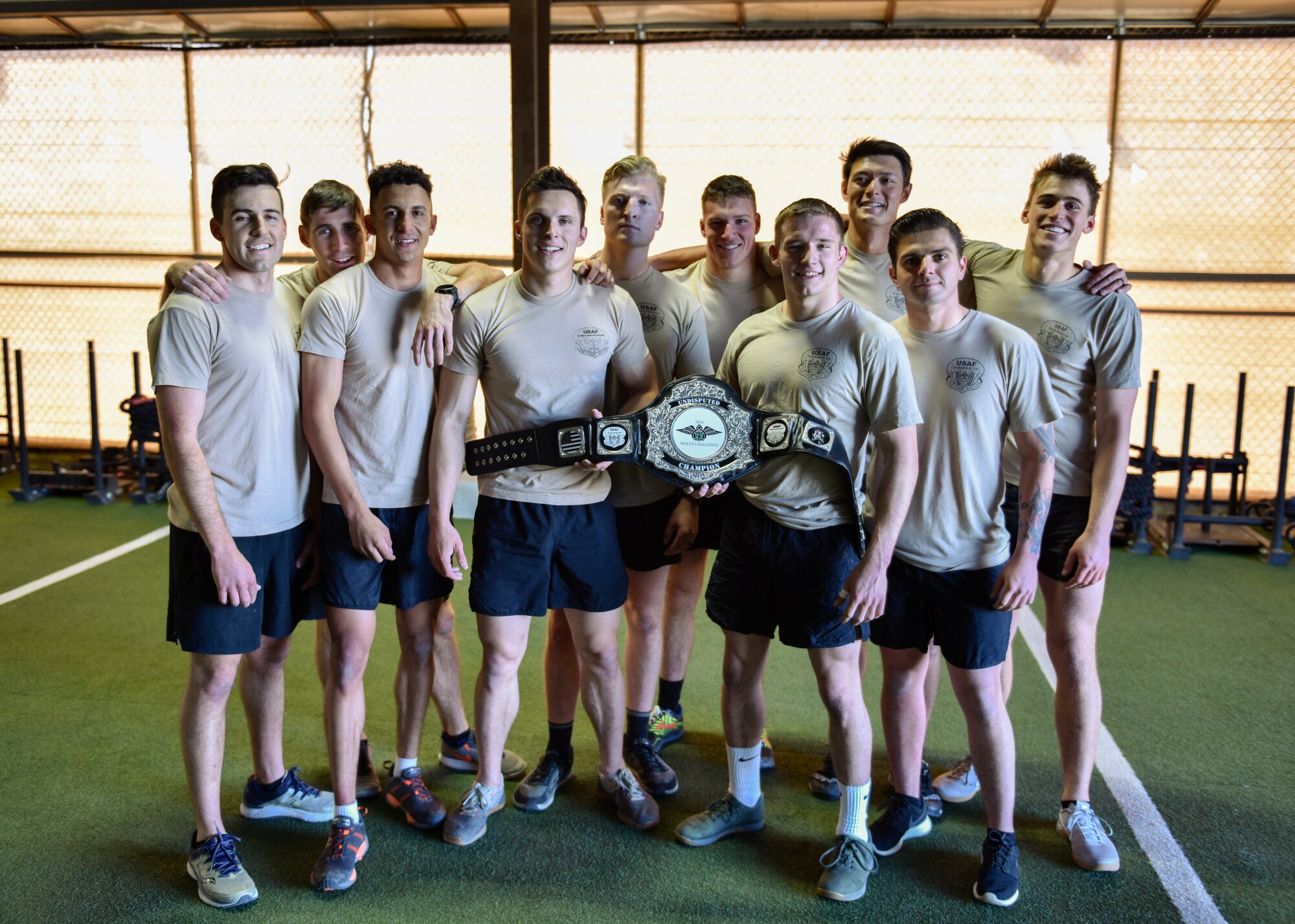 Members of the winning team from the Maltz Challenge pose for a photo at Kirtland Air Force Base, N.M., March 15, 2019. The winning team finished with an overall time of 20:16. (U.S. Air Force photo by Airman 1st Class Austin J. Prisbrey)