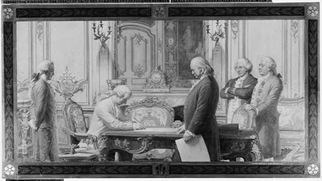Illustration of men signing treaty