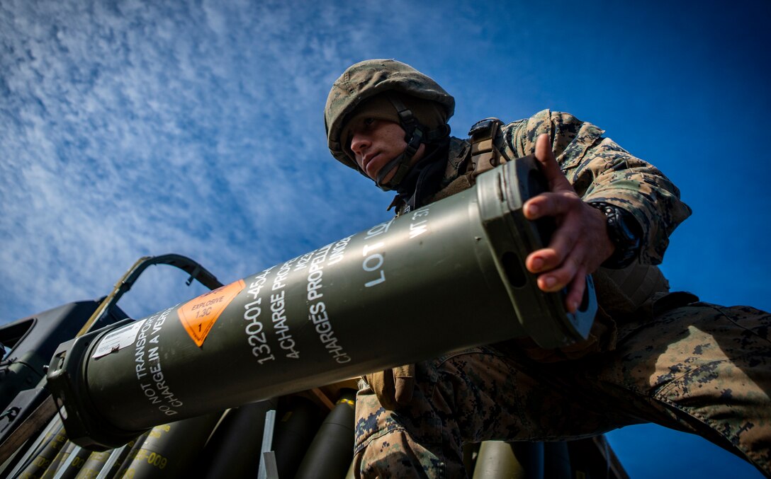 3rd Battalion, 14th Marines Fire M777 Howitzers During Exercise Dynamic Front 19