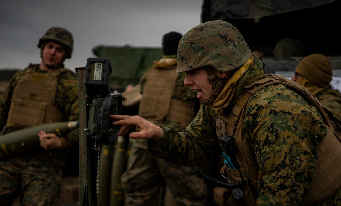 3rd Battalion, 14th Marines Fire M777 Howitzers During Exercise Dynamic Front 19
