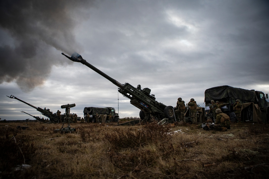 3rd Battalion, 14th Marines Fire M777 Howitzers During Exercise Dynamic Front 19