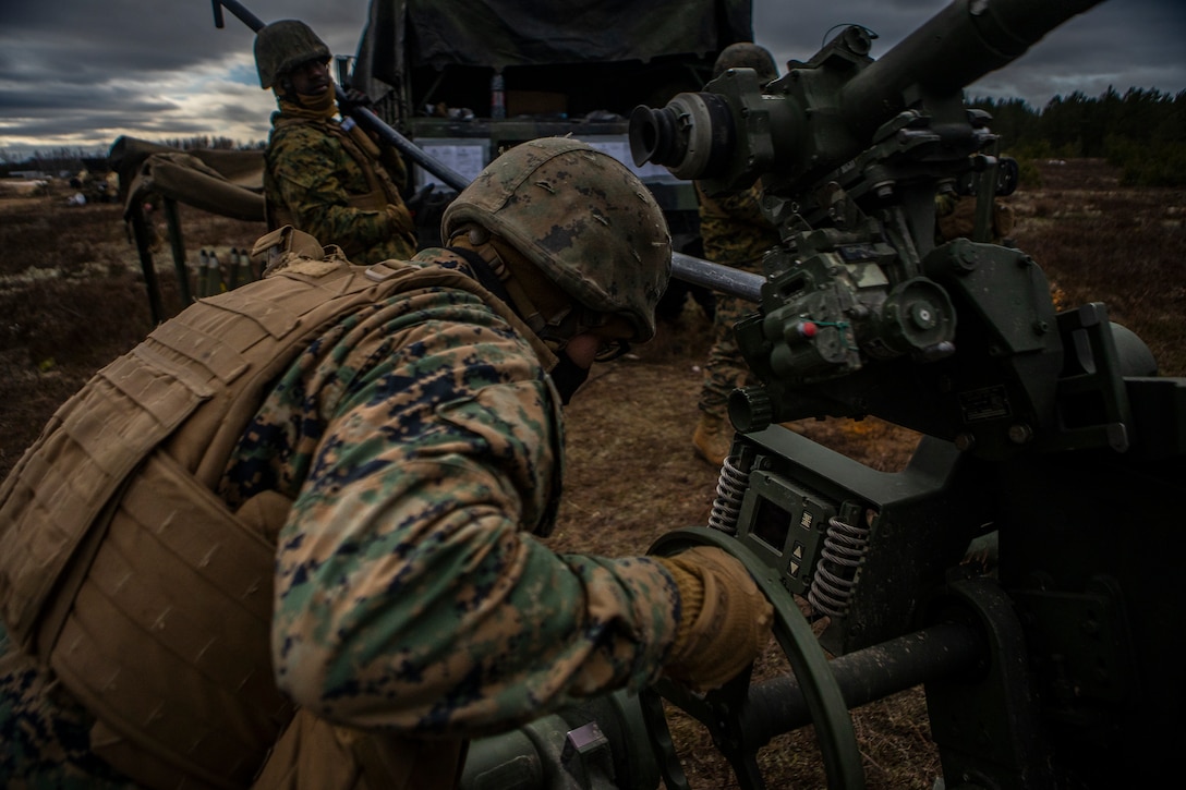 3rd Battalion, 14th Marines Fire M777 Howitzers During Exercise Dynamic Front 19