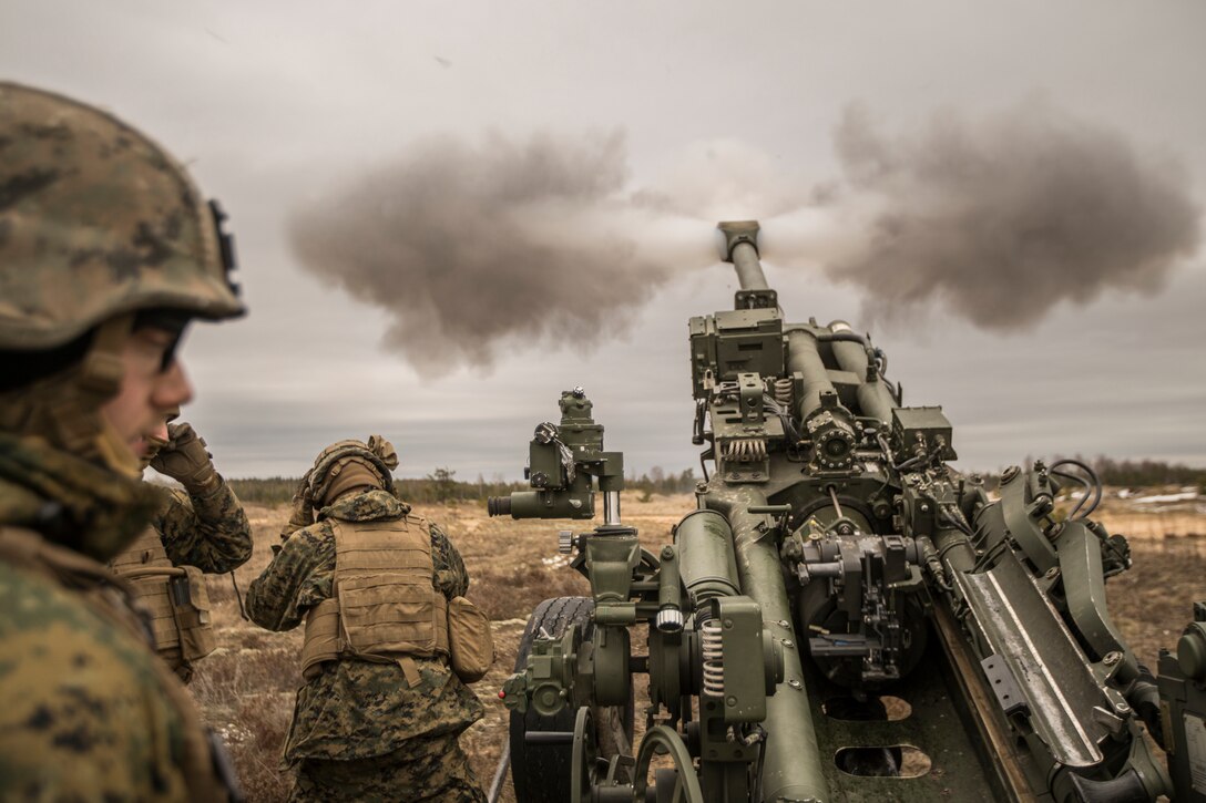 Hotel Battery, 3rd Battalion, 14th Marines rain steel overseas