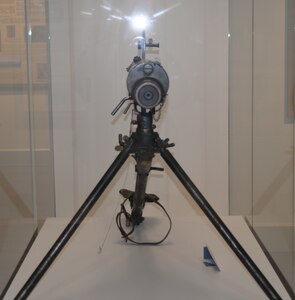 The Maxim Machine Gun sits in a display case at the Fort Sam Houston Museum. The machine gun was used by the U.S. military for training during World War I. The museum is planning to put in additional interpretation and photos to the exhibit on the machine gun, one of several planned exhibit changes the museum is making this year.
